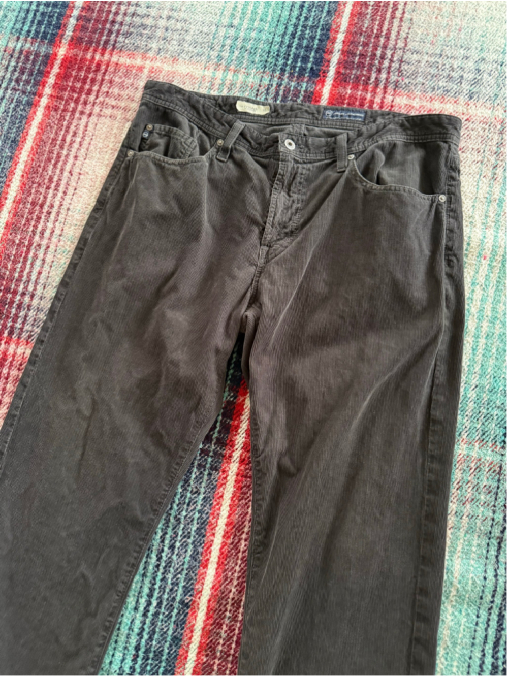 Vintage AG Adriano Goldschmied Black Straight Leg Corduroy Pants 36x31